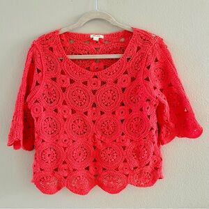 Ultra Pink Vibrant Red Crochet Blouse